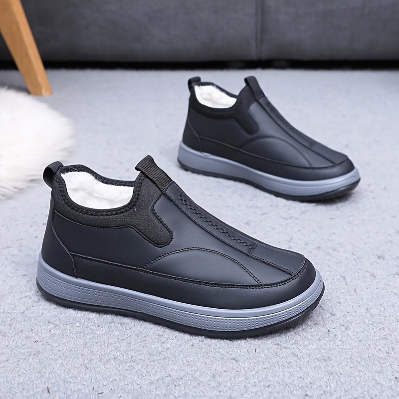 Men's Winter Snow Boots Casual Solid Color Short Slip-On Fabric Lined