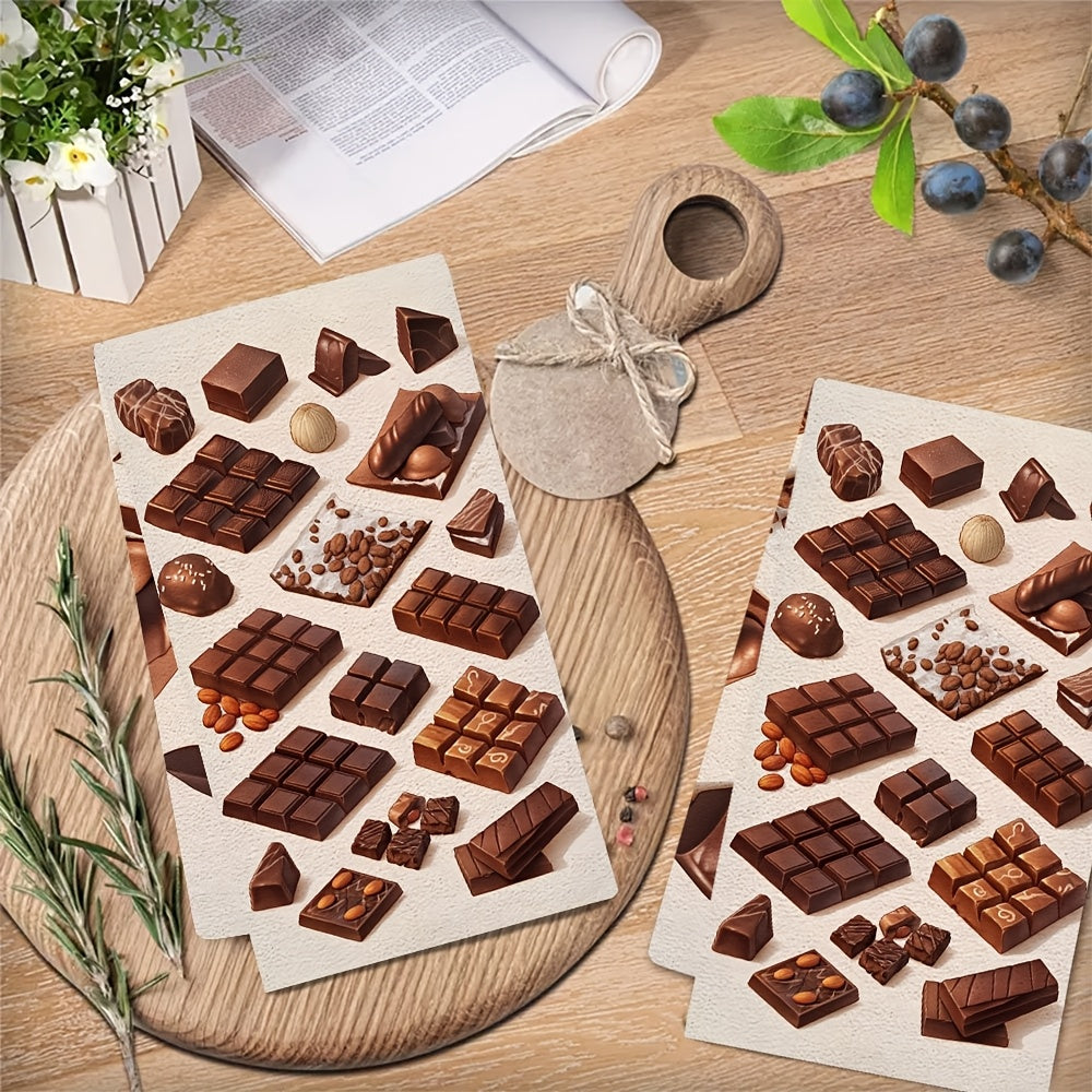 Set of 2 Ultra Soft Kitchen Towels and Gourmet Chocolate Bars 16x24 Inches