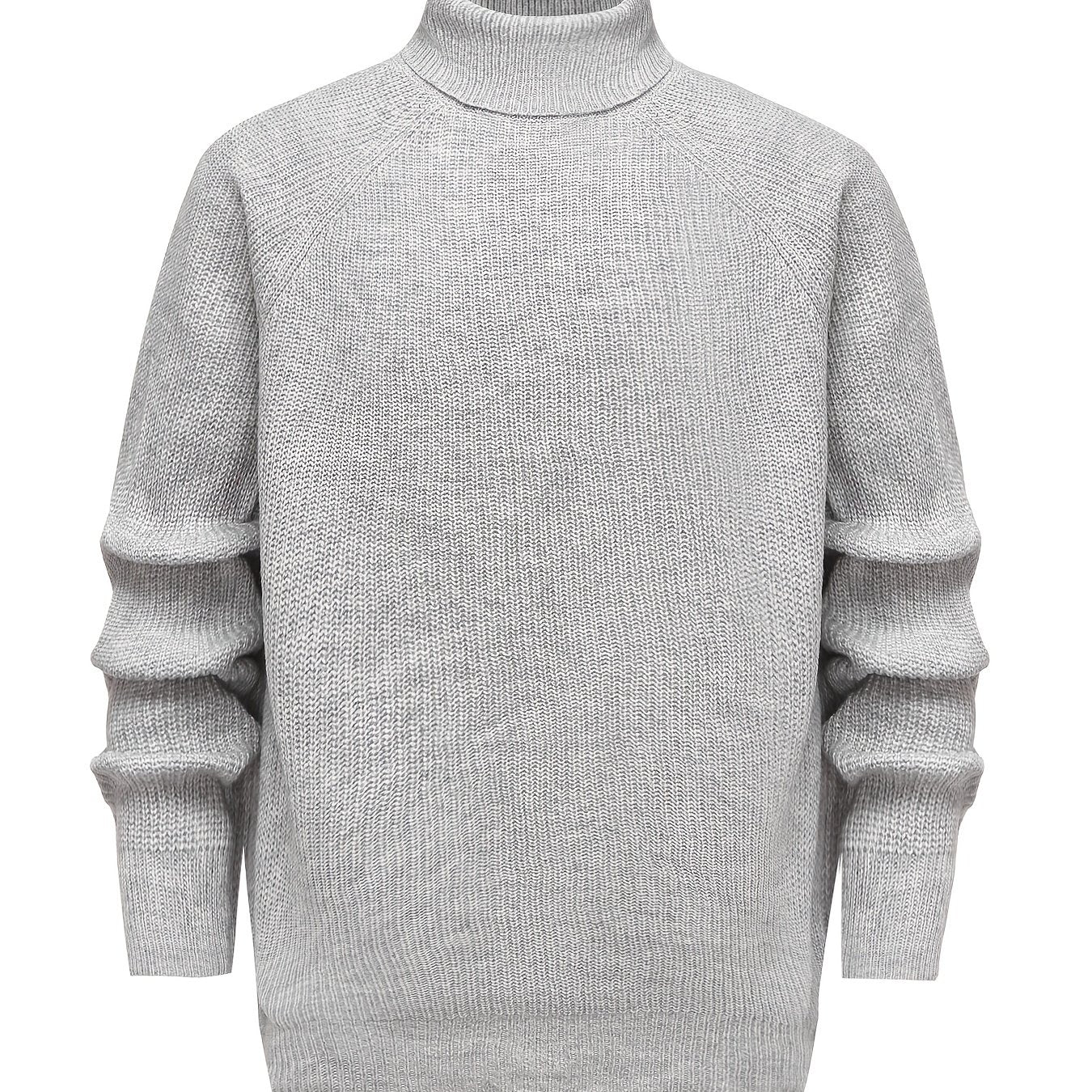 Men's High Neck Knit Sweater Long Sleeve Polyester Solid Color Fall Winter Plus Size