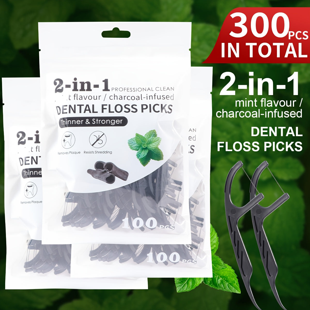 Uniseks bambuk ko'mirli tish ipi tanlovi, kesilmaydigan chiziq, kattalar uchun sayohat