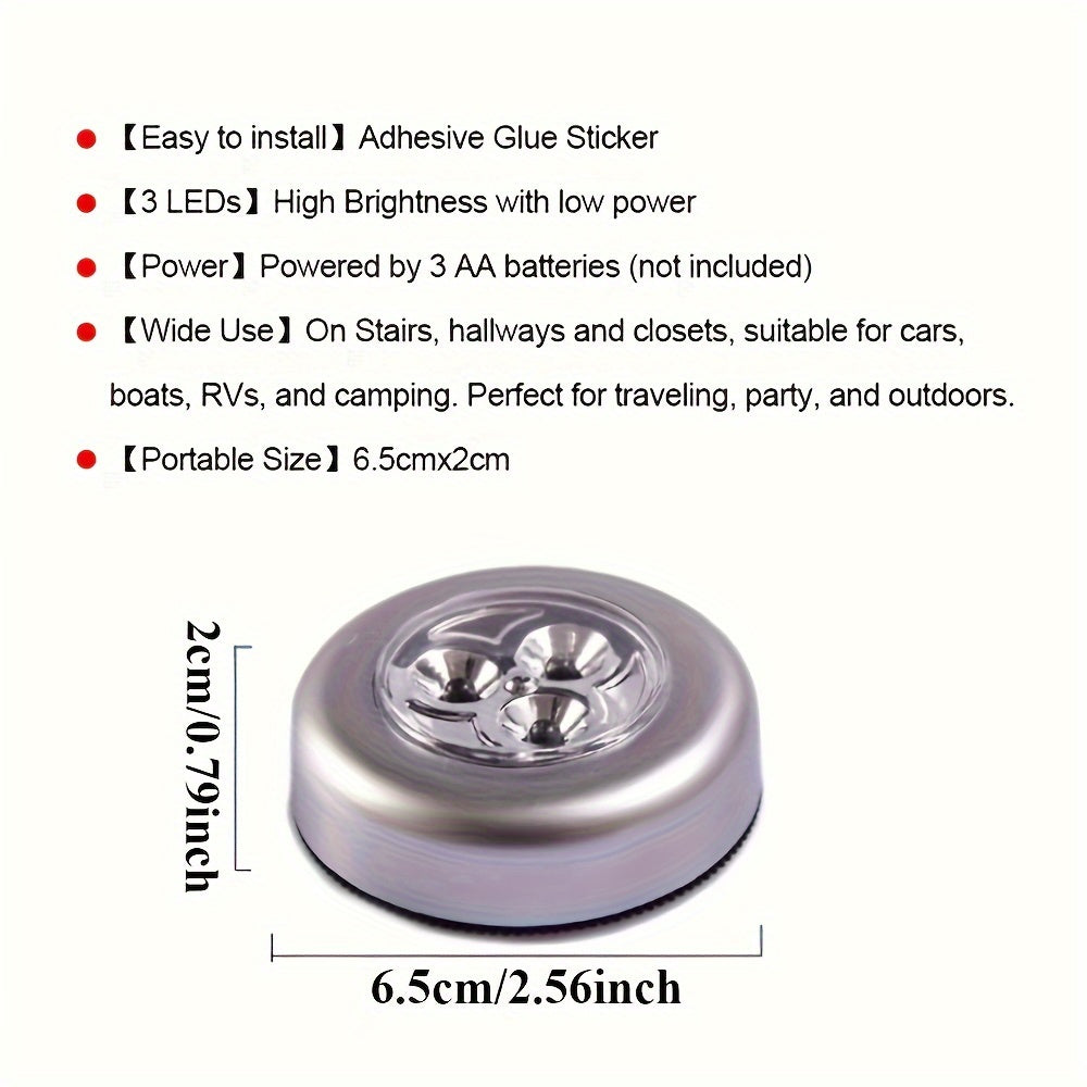 Set of 2 Modern Touch Wall Lights for Kitchen Cabinets and Closets Battery-Powered No Batteries Included