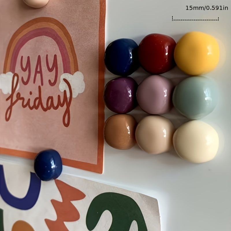 12 dona dumaloq muzlatgich magnitlari, oshxona, ofis, yozuv taxtasi uchun shisha plastmassa