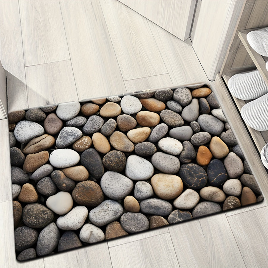 Hand Washable Bathroom Mat Polyester Non-Slip Square Rug for Bedroom Use