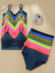 Seamless Ribbed Lingerie Set for Women with 8 Pieces