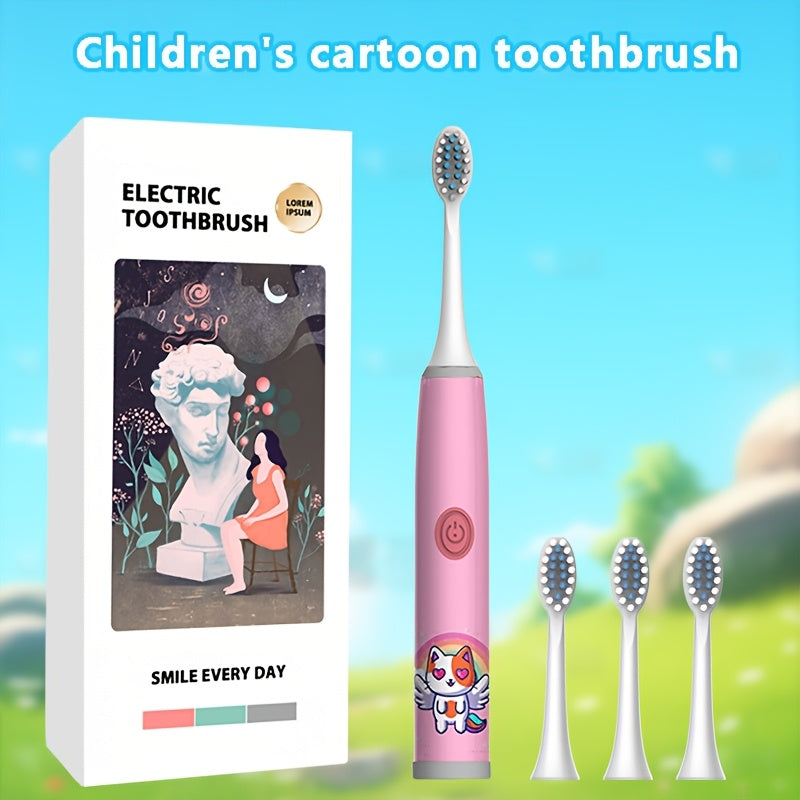 Детская электрическая зубная щетка для детей 3-15 лет, работает на батарейках, 3 цвета, мягкая для зубов
