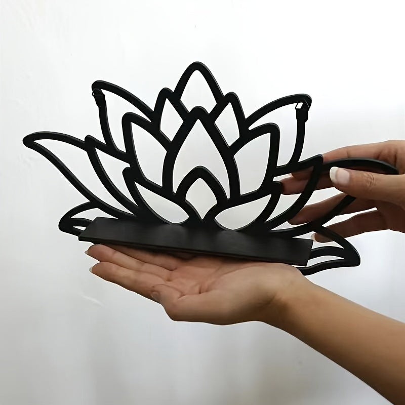 Bohemian Wooden Lotus Wall Shelf Minimalist Room Decor