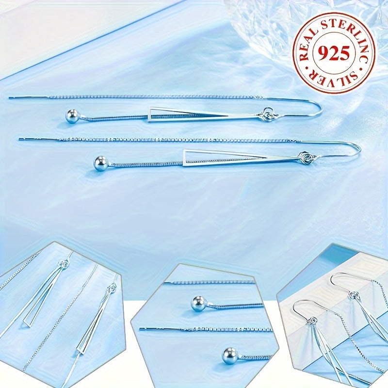 925 Sterling Silver - Gipoallergenik va Ayollarning Vintage Luks Ko'rinishi uchun Elegan Tanlov, Kundalik Kiymak va Sovg'a Berish uchun Ideal Stylish Bo'sh Uchburchak Dizayni Teshikli Sirg'alar