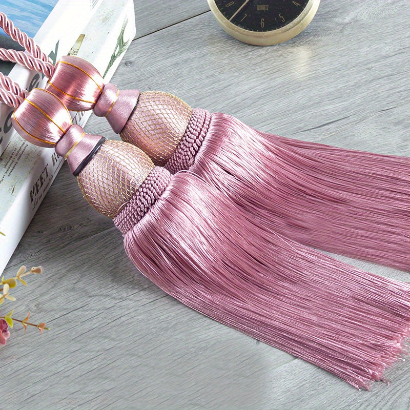 Glam Polyester Curtain Tieback with Tassel Hanging Ball Holdback for Living Room Office Decor
