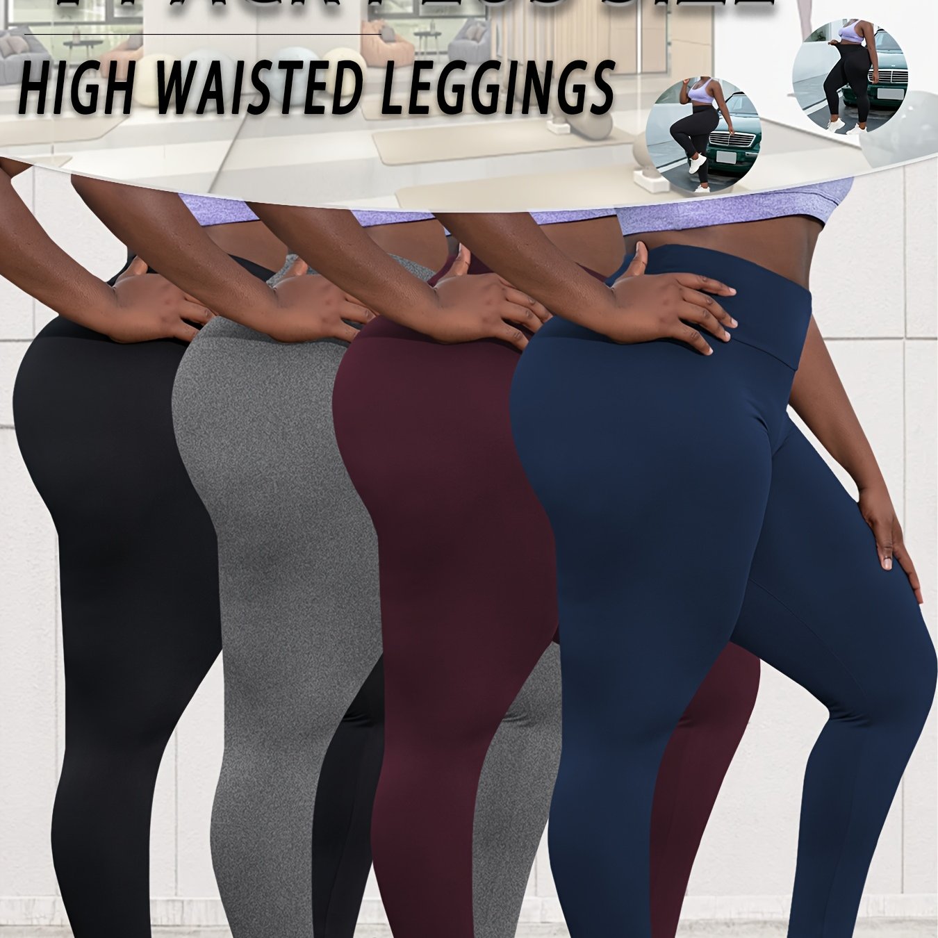 Plus Size High-Waisted Leggings for Women Soft Tummy Control Yoga Running