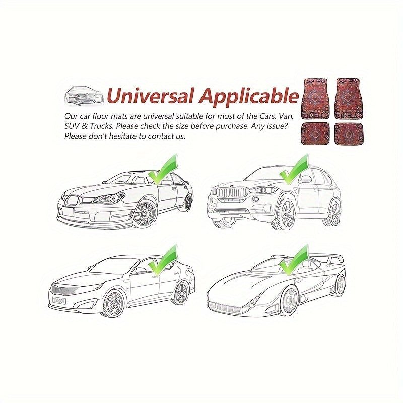 Universal Car Floor Mats Set Non-Slip Polyester Fiber All Seasons