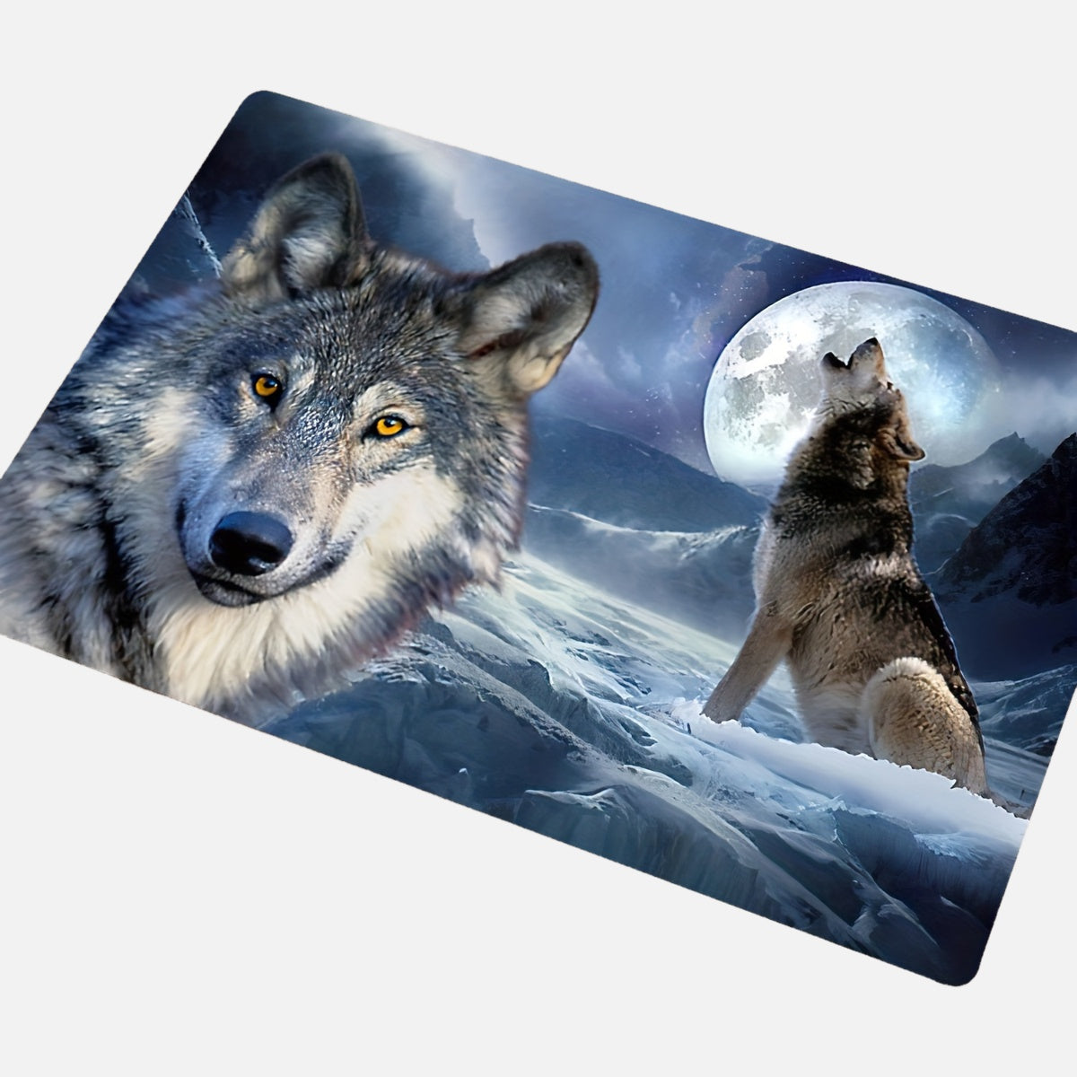 3D Snow Wolf Print Rug Soft Washable Floor Mat for Living Room Bedroom Kitchen