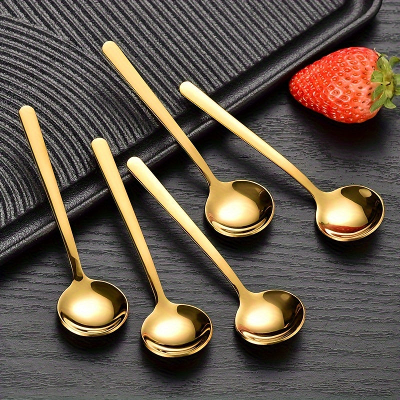 Set of 5 Stainless Steel Coffee and Seasoning Spoons 3.86 Inch Mini Stirring Utensils