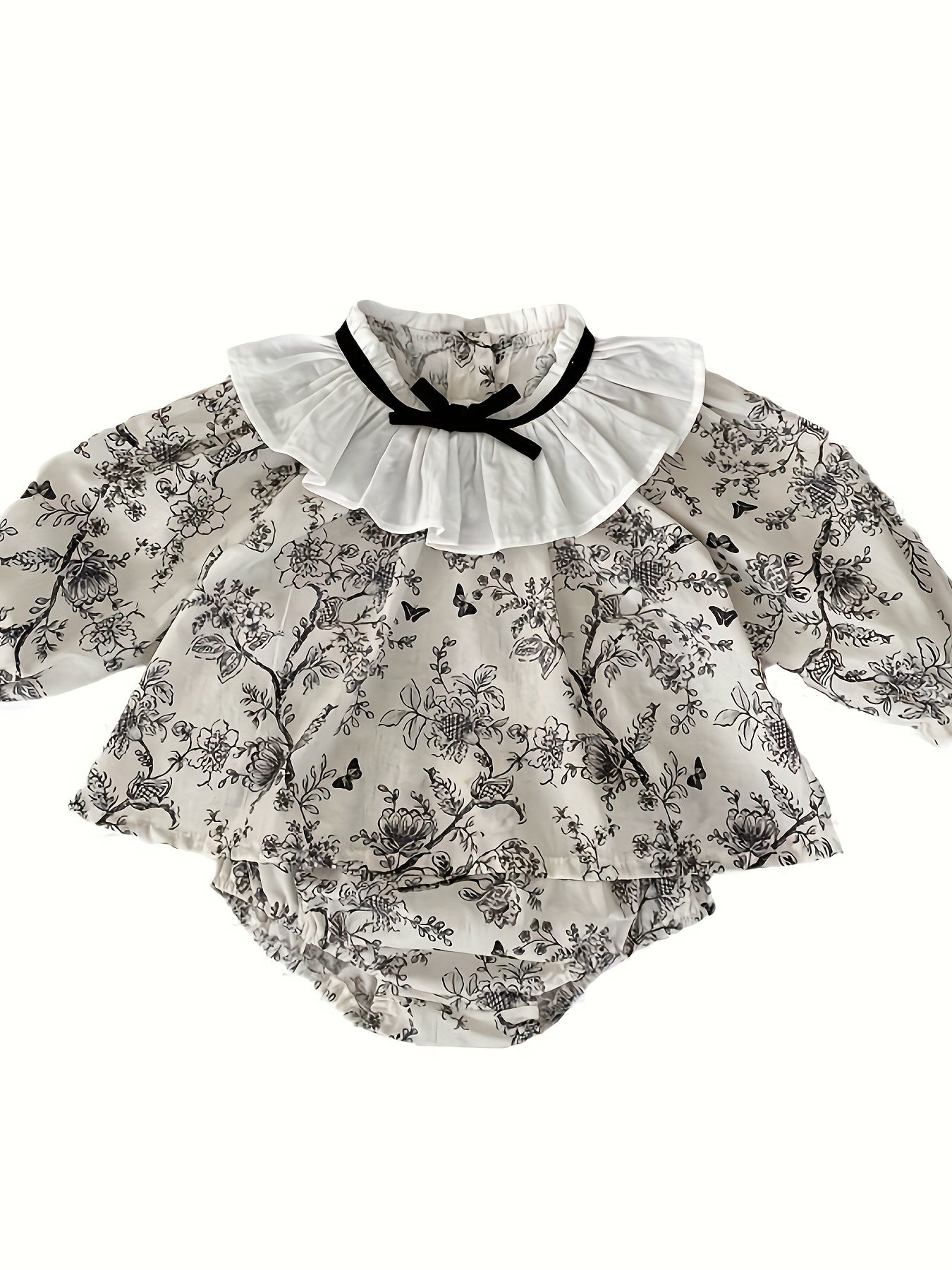 Baby Girl Outfit Set Cotton Floral Top and Shorts for Spring Fall