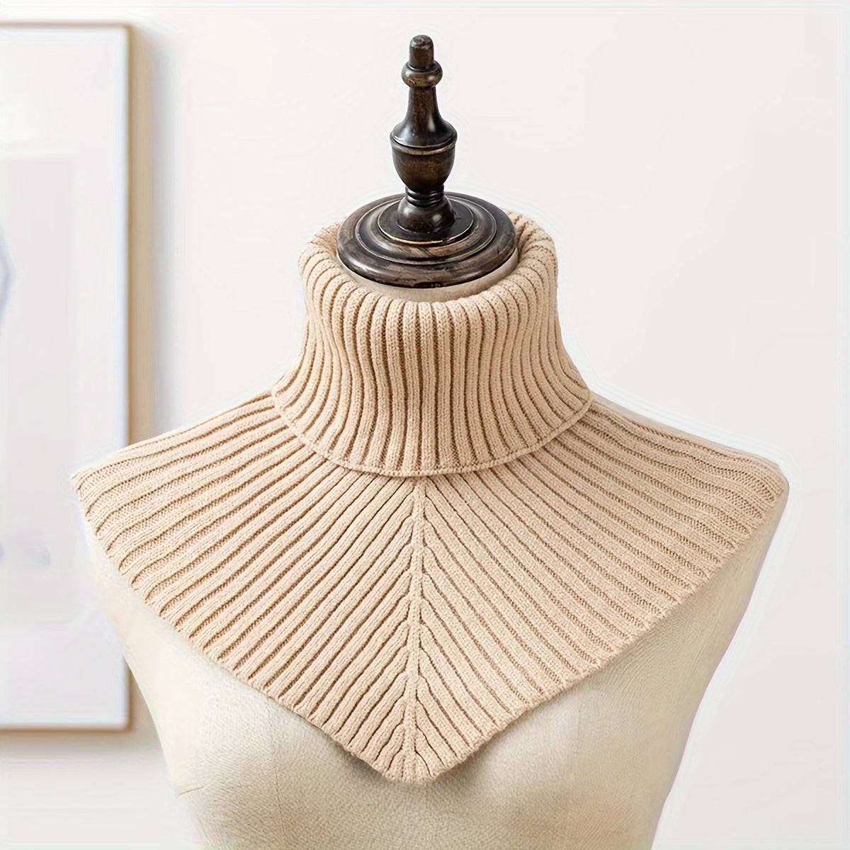 Women’s Turtleneck Gaiter with Striped Knit Details Cozy Winter Neck Cover Windproof Elasticity