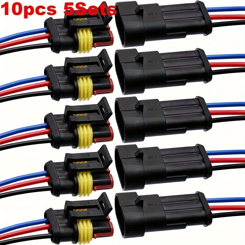 10Pcs/5 Sets 3Pin Electrical Wire Connectors Male Female Quick Disconnects for Automotive Marine