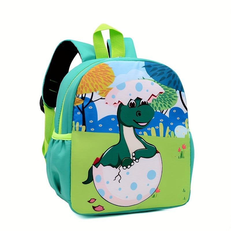Mochila infantil de dinosaurio, a prueba de agua, de nylon, con correas ajustables, lavable a máquina, con detalles en azul y amarillo