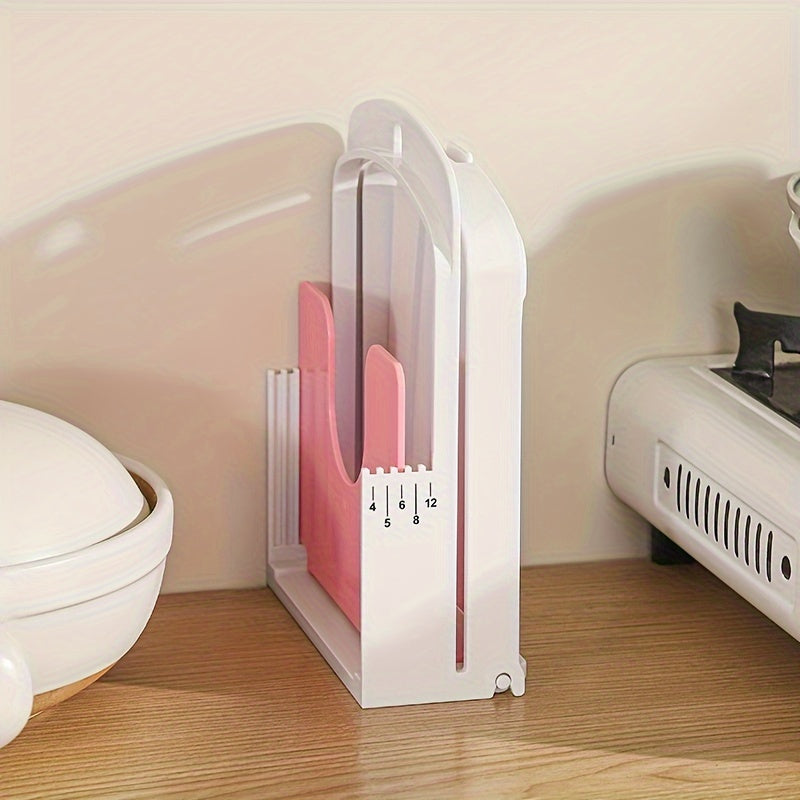 Складной нож для хлеба с контролем равномерной толщины, прочный пластик ABS, дизайн в розовом и белом цветах