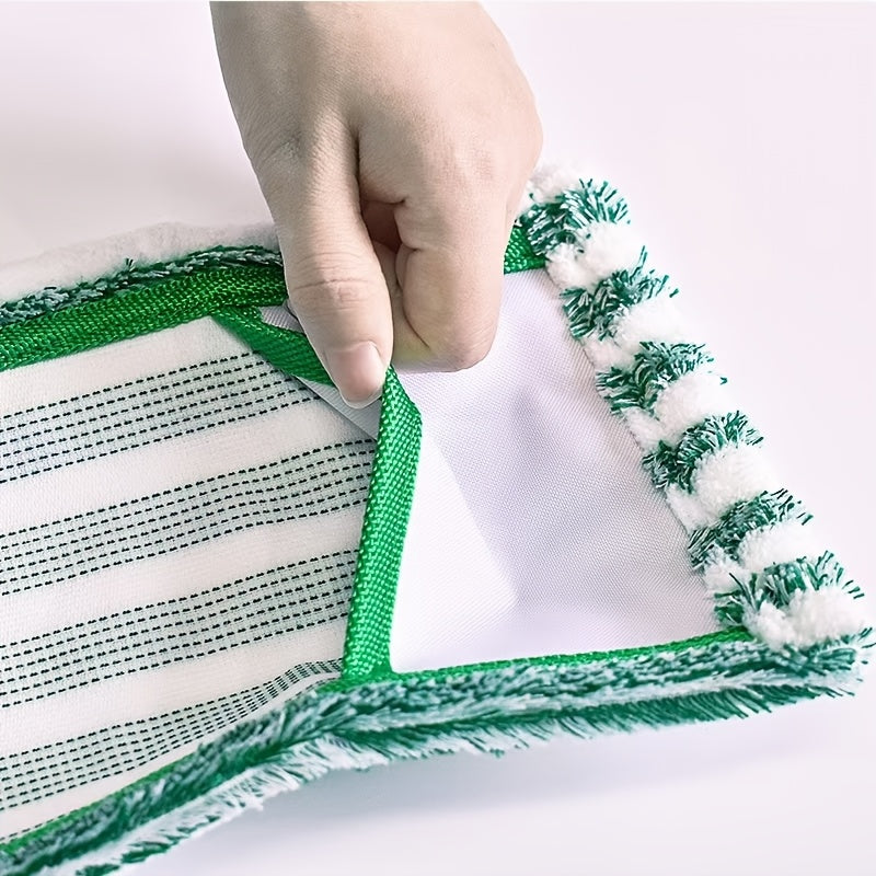 Juego de 4 paños de microfibra para mopas, ecológicos, lavables a máquina, con rayas verdes