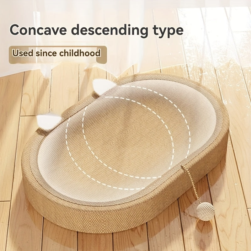 Large 60cm Sisal Cat Scratching Board with Oval Design and Bed