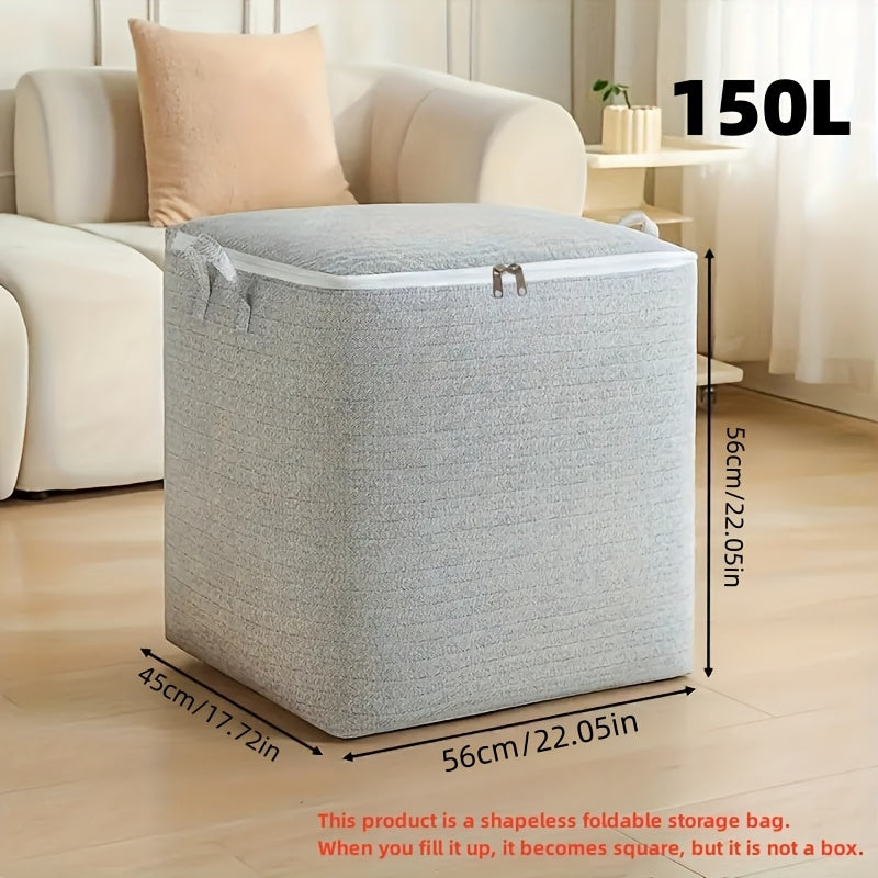 Organizador de almacenamiento con asas y contenedor con cremallera para mantas, ropa, dormitorio, residencia, viaje