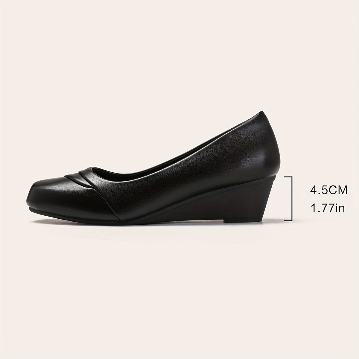 Women's Black Block Heel Pumps Slip-Resistant Office Dress Shoes