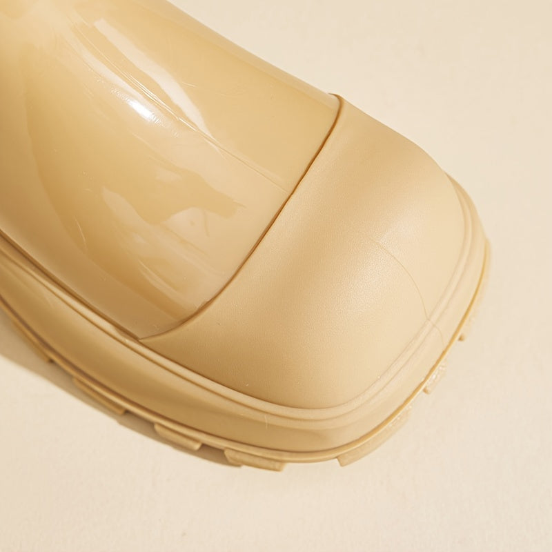 Women's Solid Color Short Boots Casual Slip-On Platform Ankle Boots