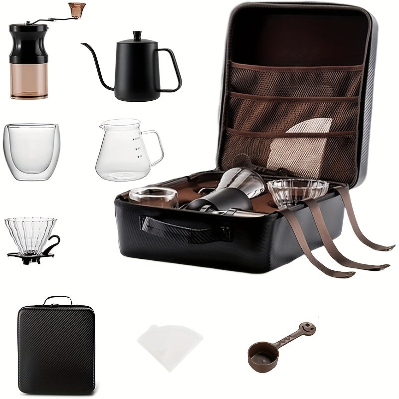 Travel Coffee Set Stainless Steel Hand Grinder Glassware Accessories