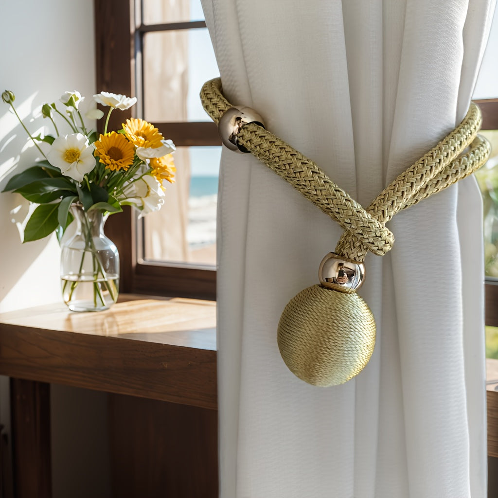 French Style Polyester Curtain Tiebacks, Adjustable, Easy to Install, for Bedrooms and Living Rooms