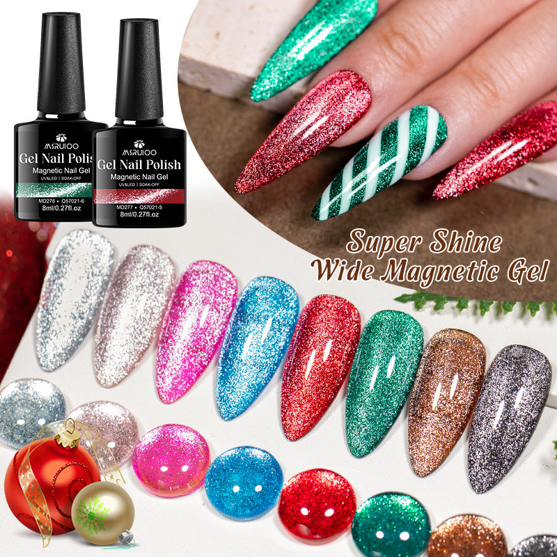 Women Gel Nail Polish 8ml Cat Eye Red Silver Gray UV LED Magnetic