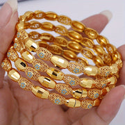 Vintage uslubidagi mis bilaguzuk, ko'k kubik zirkoniya aksentlari bilan, ayollar uchun moslashuvchan qopqoq, har kuni kiyish va sovg'a berish uchun mukammal - 1 dona