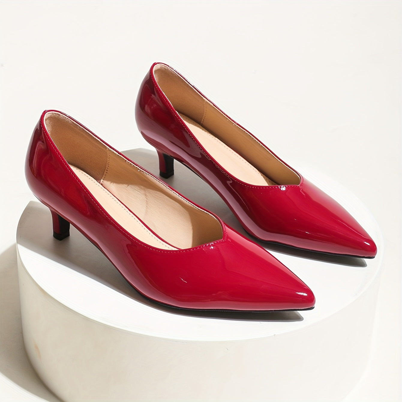 Women’s Synthetic Pointed Toe Mid Heel Shoes Black All Season Formal and Casual