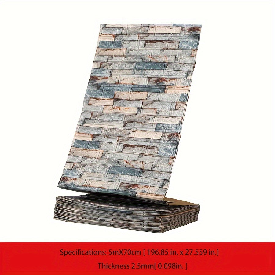 3D Brick Wallpaper Peel and Stick Waterproof Self-Adhesive Contact Paper for Home Decor 69.85cm x 16.4ft