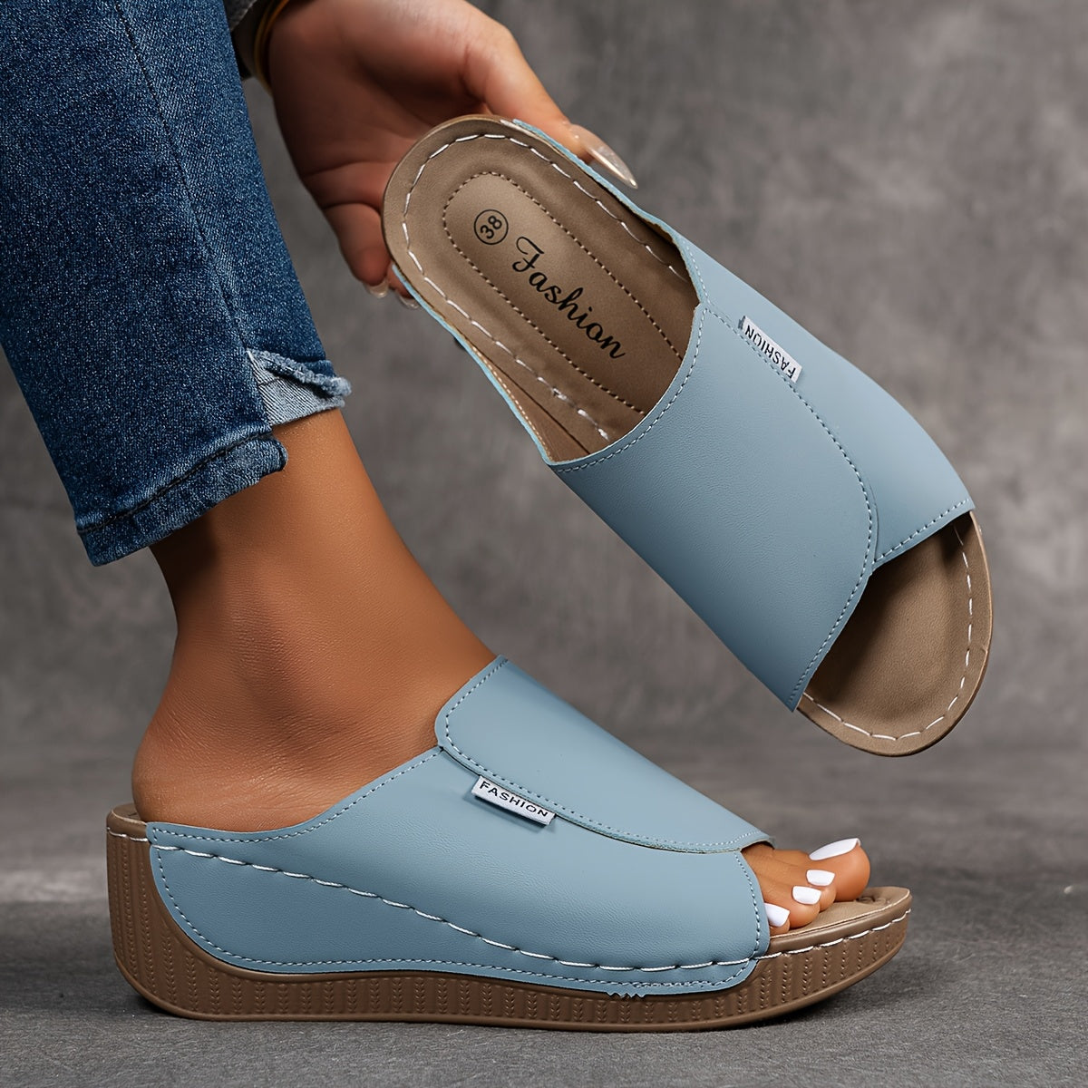 Women's Red Slip-On Slide Sandals with Cushioned Sole for Summer