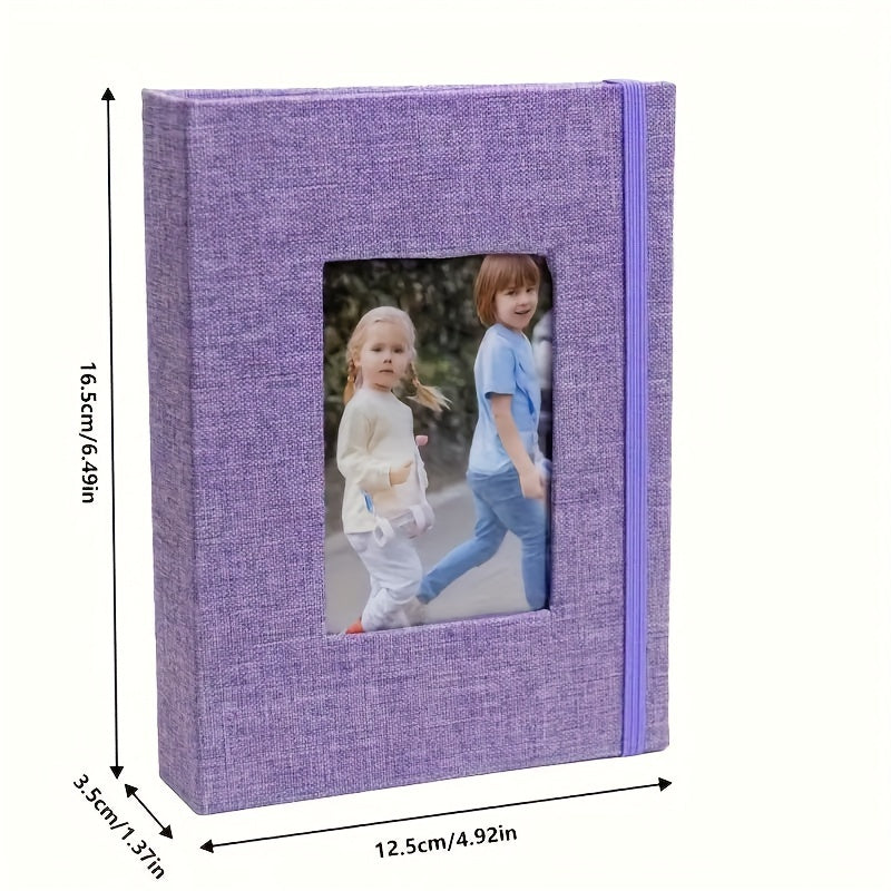 Льняной фотоальбом с передним окном - 10,01X15,01 см, без кислоты, 26 страниц, вмещает 52 фотографии - Идеально для детей, свадеб и семейных воспоминаний