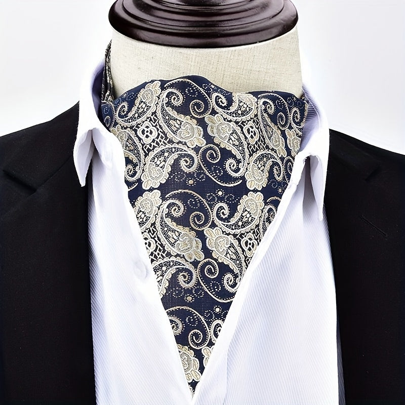 Men's Autumn Winter Double-Layer Paisley Pattern Collared Shirt Scarf for Casual Formal