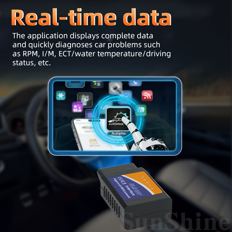 Wireless OBD2 Scanner for Cars with Full Data Analysis and Emissions Testing for Android and iOS