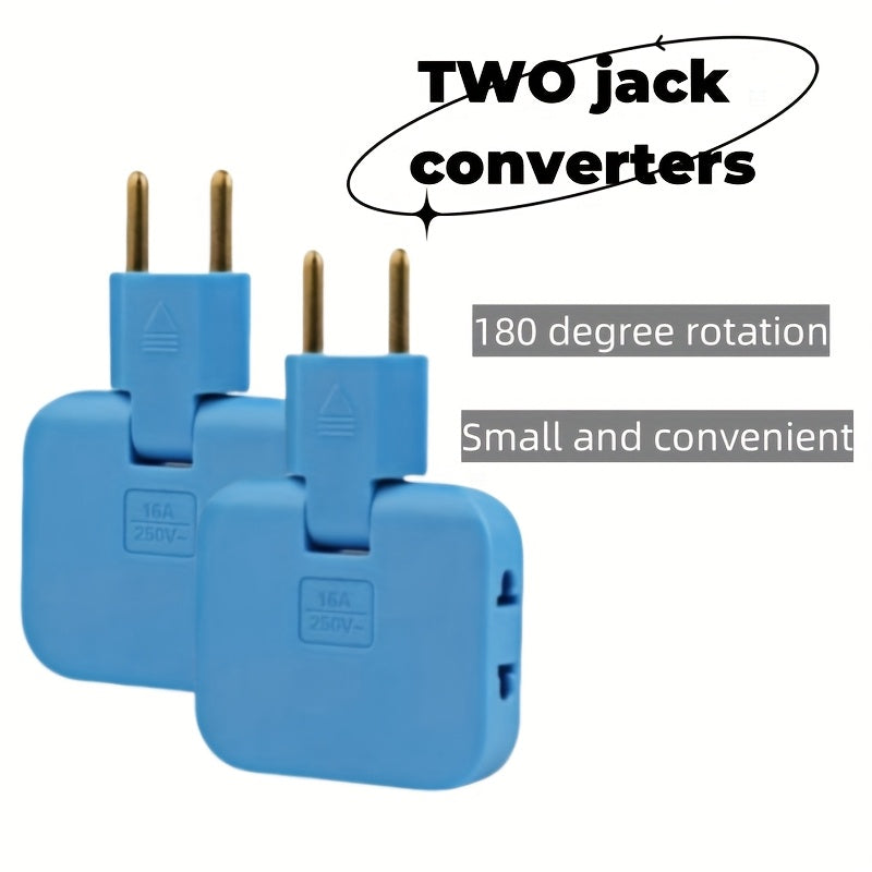 2pcs Travel Power Adapter European Plug with 180° Rotation for Spain South Korea Compact Lightweight