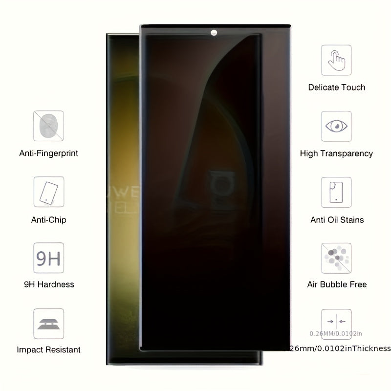 9H Anti-Spy Tempered Glass Screen Protector for S24 S23 Full Coverage Privacy Scratch Resistant