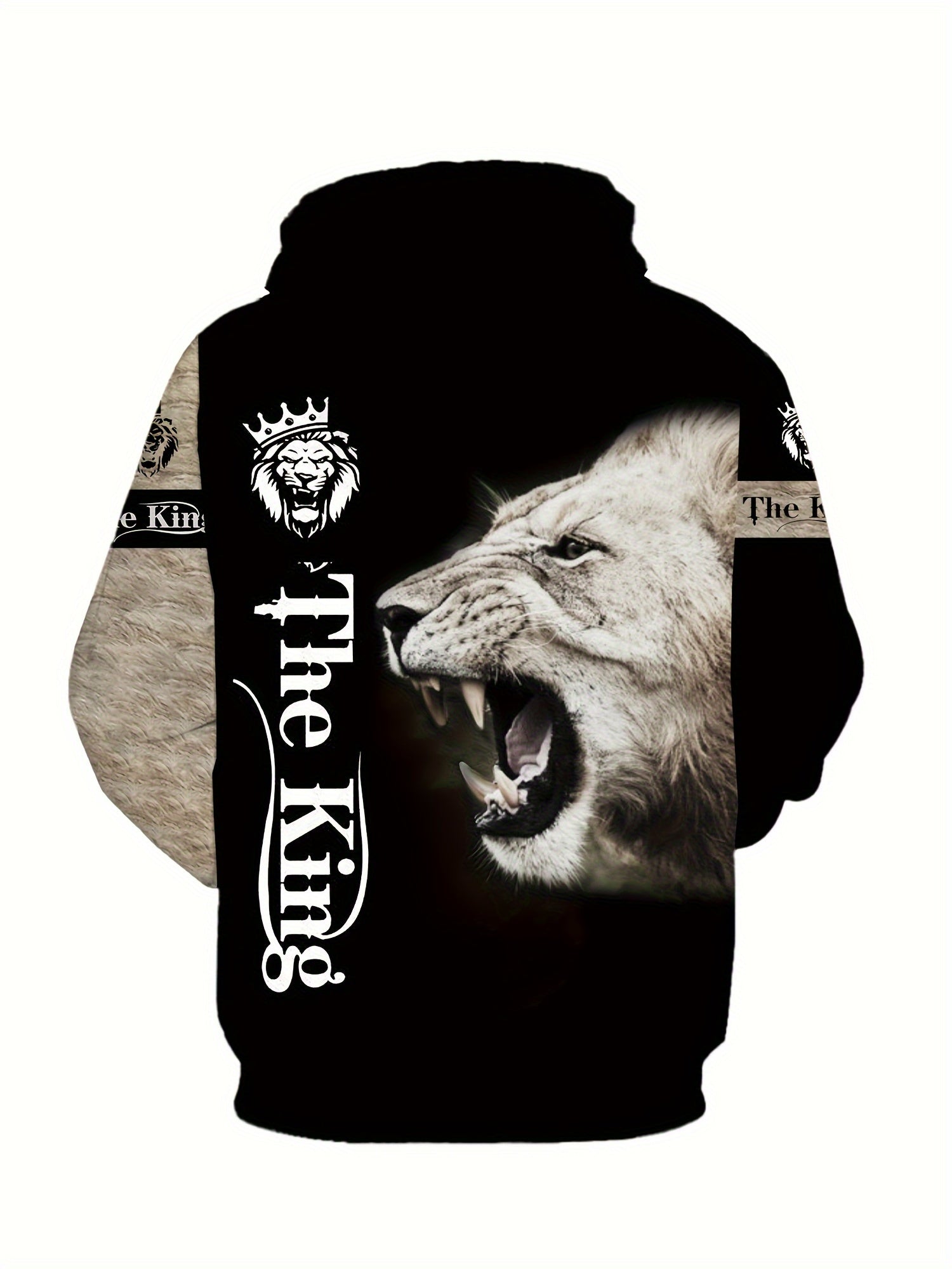 Men's Plus Size Lion Print 3D Hoodie and Sweatpants Set for Autumn Winter