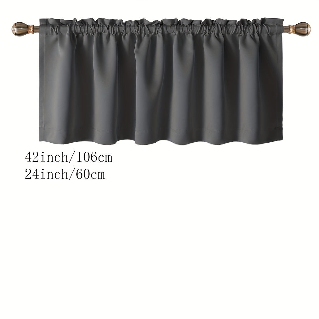 Blackout Insulated Rod Pocket Window Valance for Kitchen Black