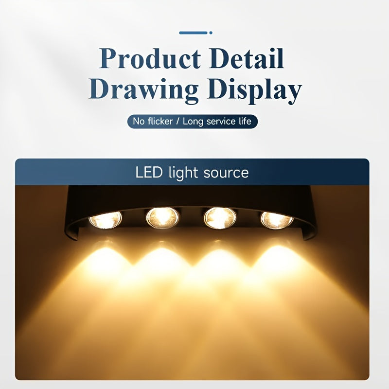 Aplique de pared LED para exteriores con luz cálida, montaje semi empotrado, plástico