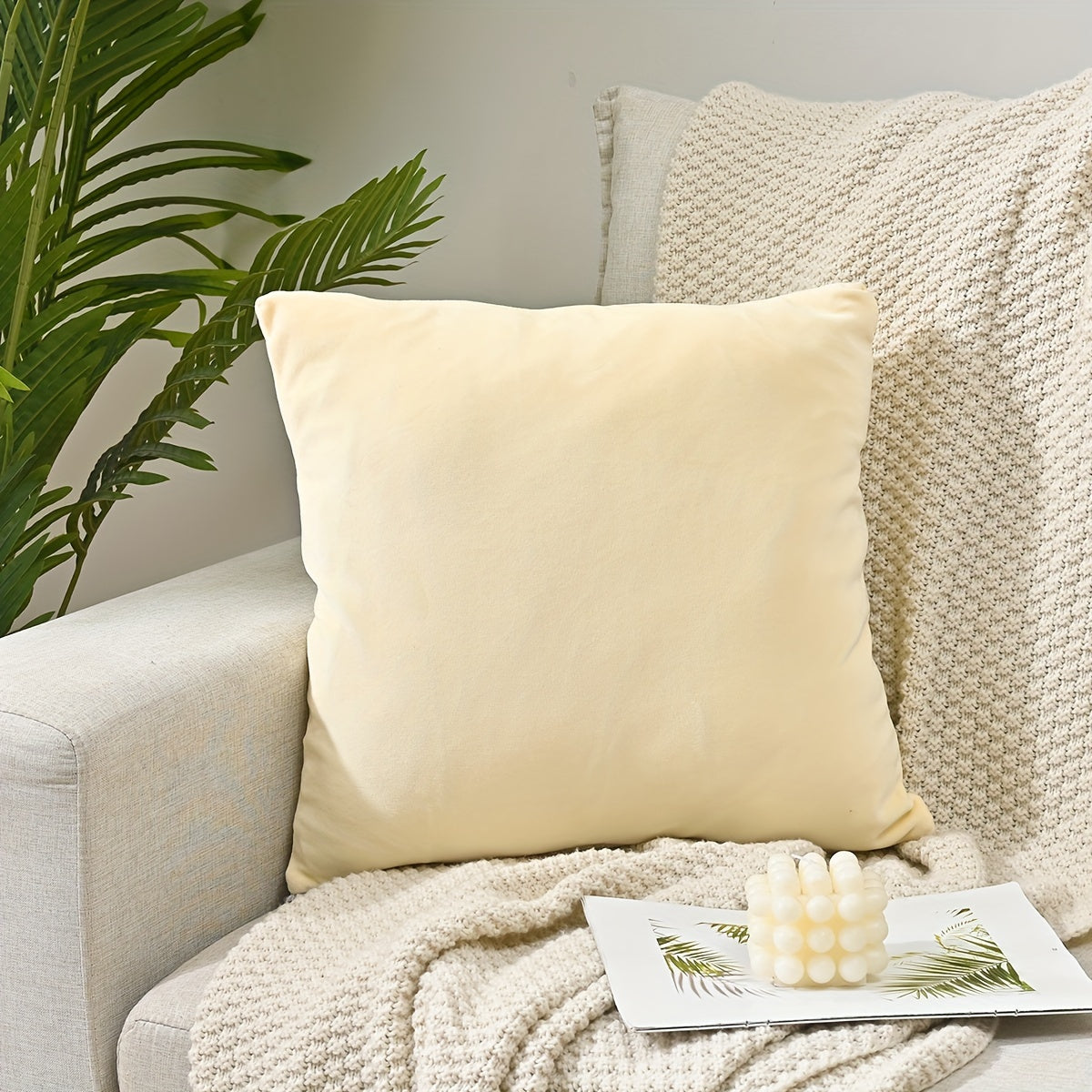 Luxurious Silver Fox Velvet Throw Pillow Cover with Zipper Closure