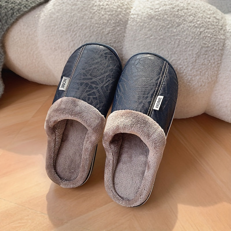 Erkaklar va ayollar uchun mo'ljallangan, plash bilan qoplangan, issiq, sirpanmaydigan, ichki va tashqi foydalanish uchun qishda mo'ljallangan dark blue uy va tashqi makon uchun shippaklar