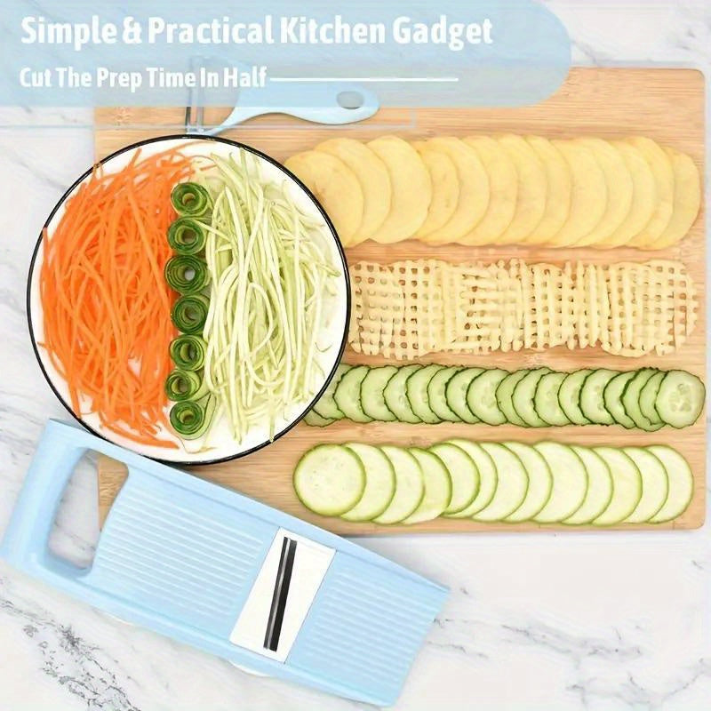 Manual vegetable slicer and grater set with interchangeable blades for slicing and grating