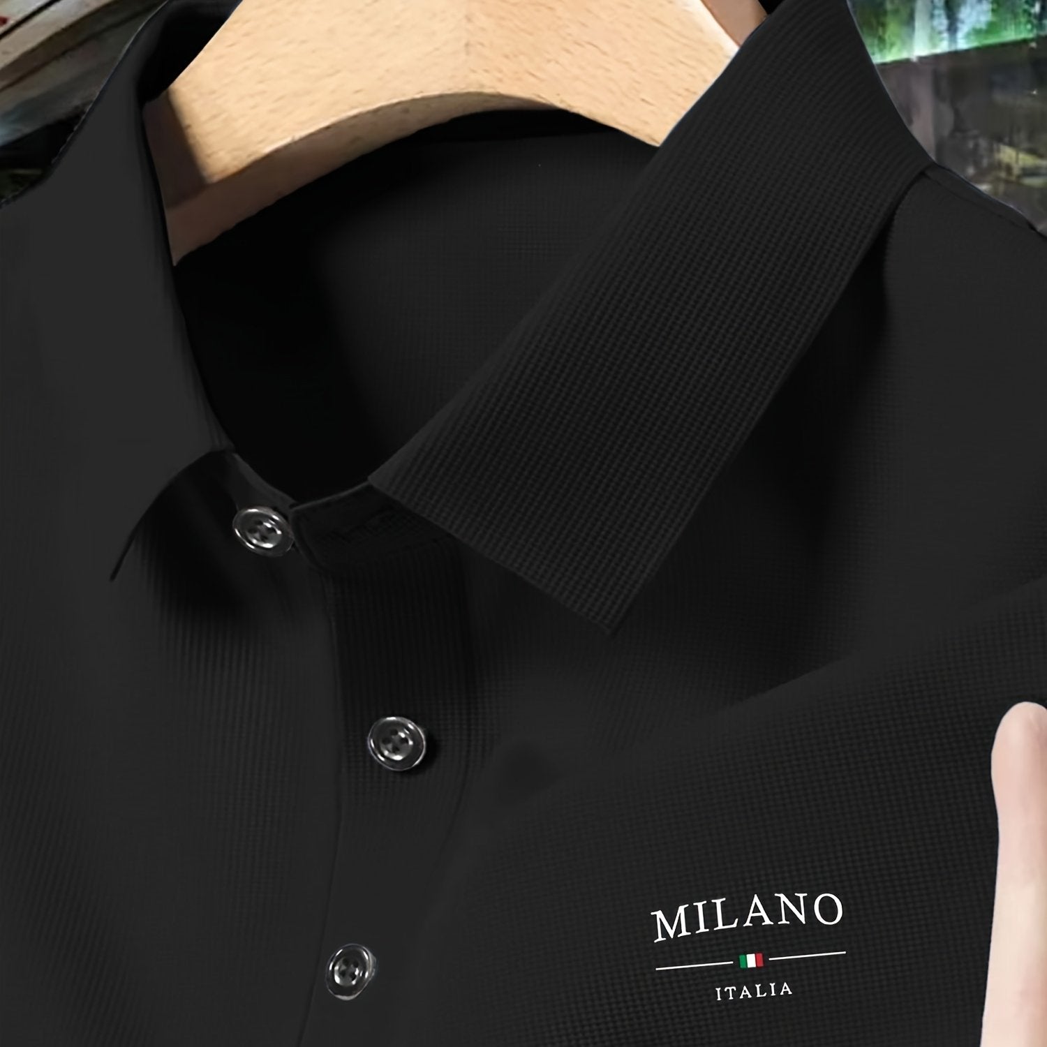 Men's Dark Gray Waffle Knit Short Sleeve Shirt with Button Collar for Summer Business Casual