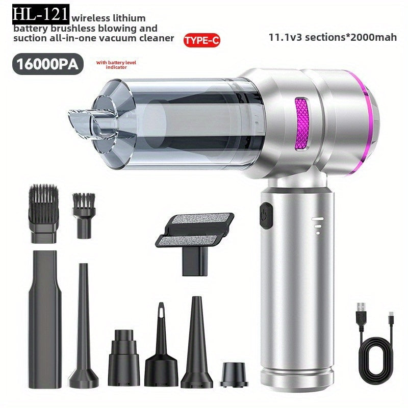 Kabelsiz avtomobil changyutgichi, kuchli tortish bilan LED chiroq, USB Type C quvvatlanadigan