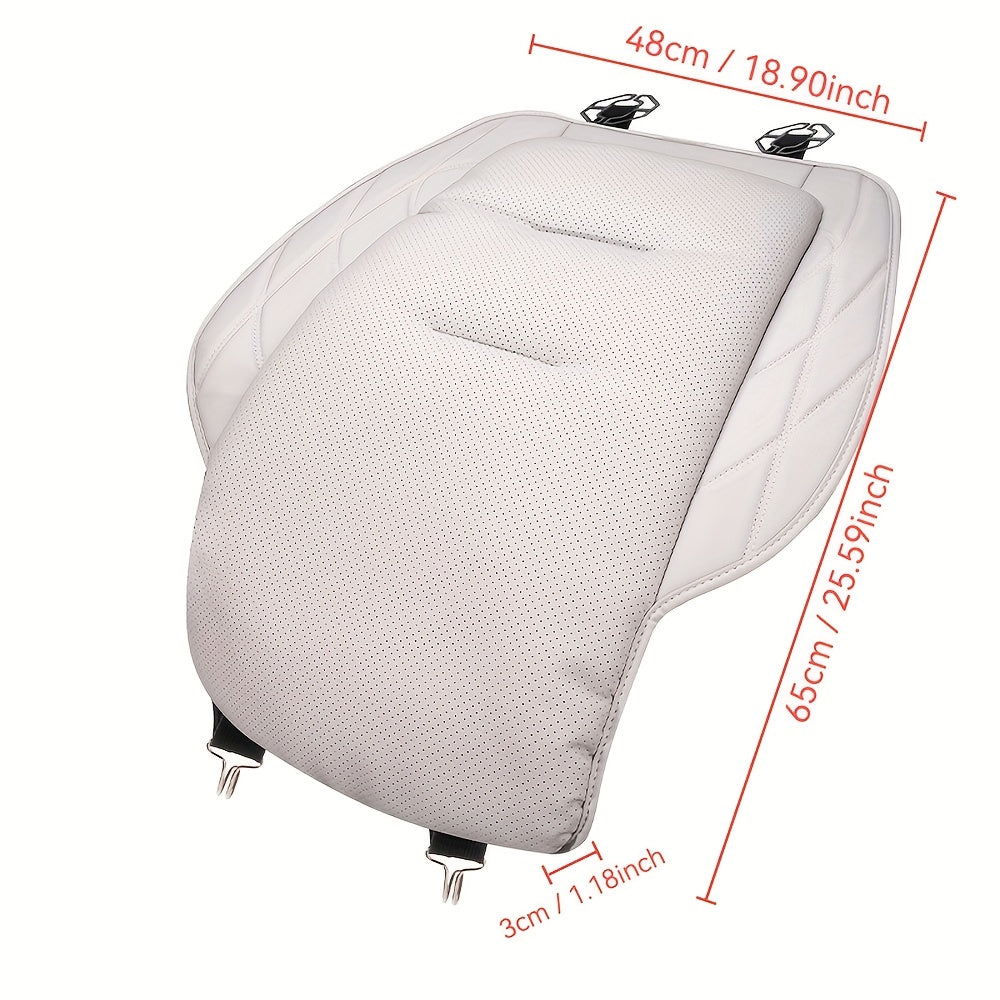 Luxury Nappa Leather Car Seat Cushion Black Breathable All-Season Front Seat Pad