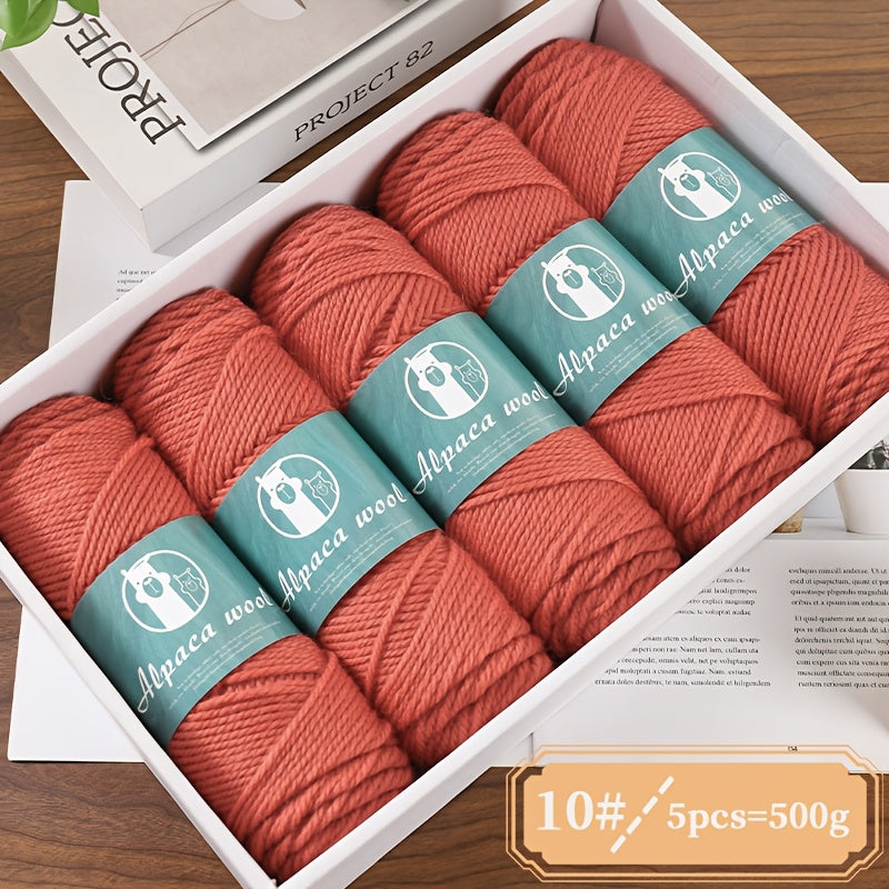 5-Pack Multicolor Alpaca Wool Yarn 500g Thick-Thin Self-Striping and Ombre