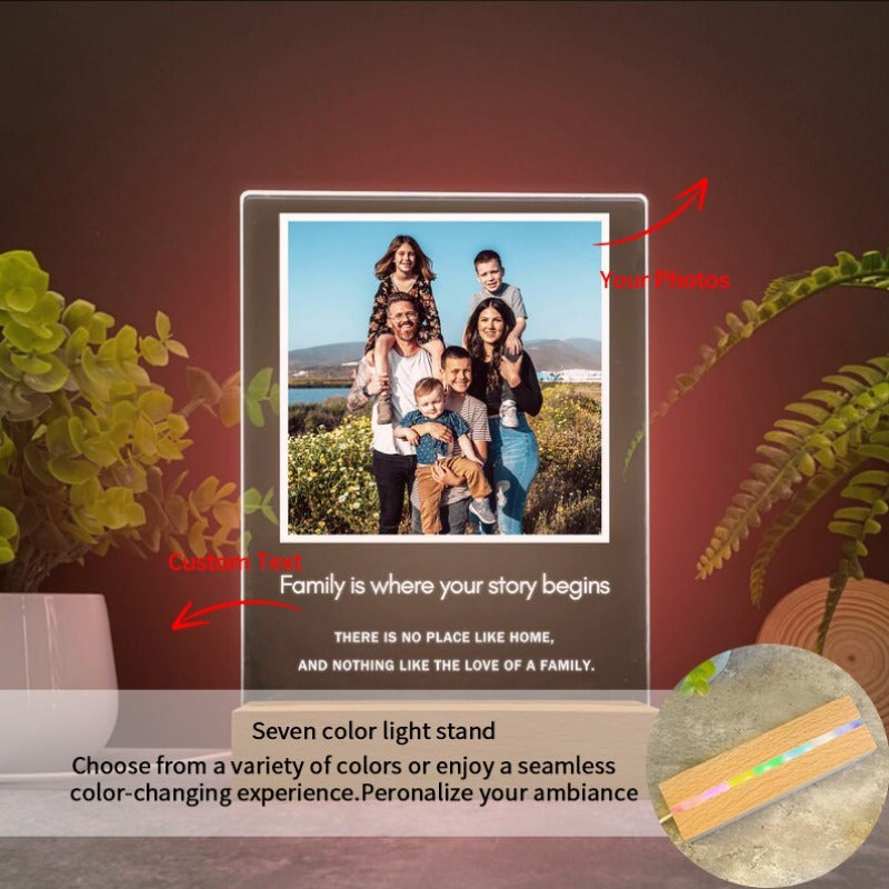 Custom Acrylic Photo Collage Night Light Personalized Family Picture Frame LED Decor