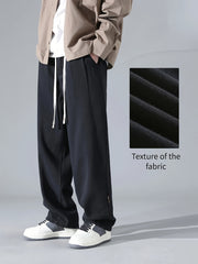 Men's Cotton Cargo Pants Wide Leg Drawstring Casual Spring Fall Winter